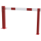 Compact hand barrier | without fixed support post | adjustment range: 1900 - 3000 mm | with profile cylinder lock | hot-dip galvanized and coated red / white